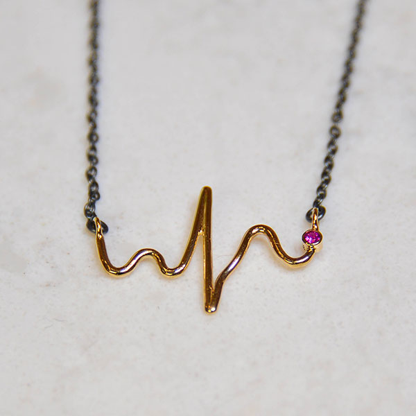 14K Gold Pendant With Ruby Oxidized Sterling Silver Chain Products 